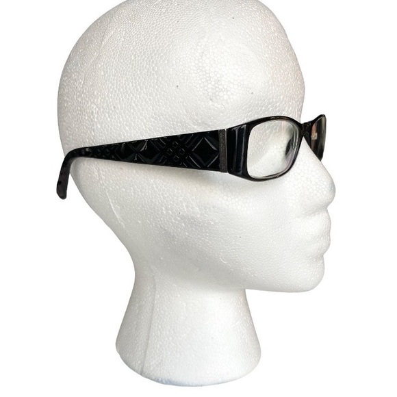 Burberry Black Rectangular Prescription Eyeglasses Geometric Quilted Design - Picture 3 of 11